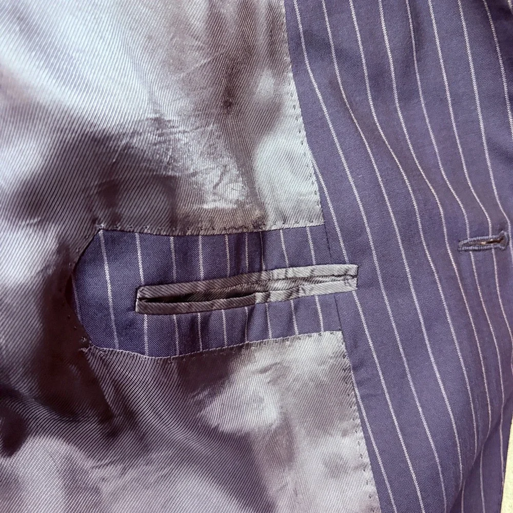 Brooks Brothers Blazer Mens 44L Navy Pinstripe 1818 Regent Sport Coat Wool Italy